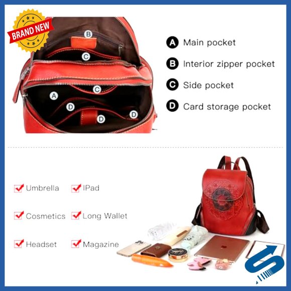 Genuine Leather Anti-Theft Travel Backpack with USB Port main image 5